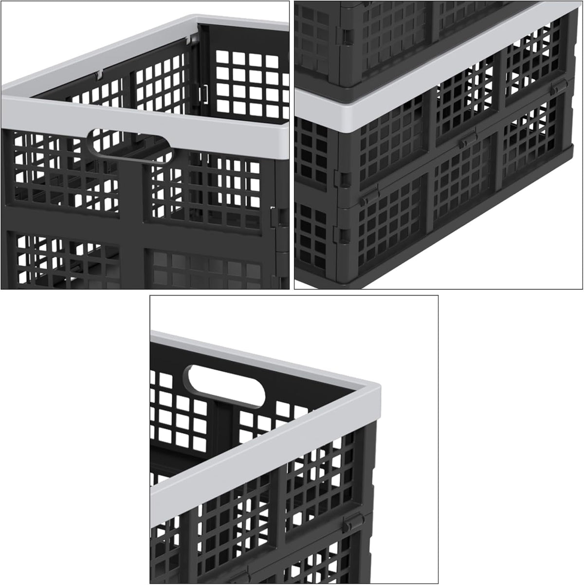34 L Collapsible Storage Crate, Folding Plastic Crates, 4 Packs | Stackable Foldable Organization Milk Crates