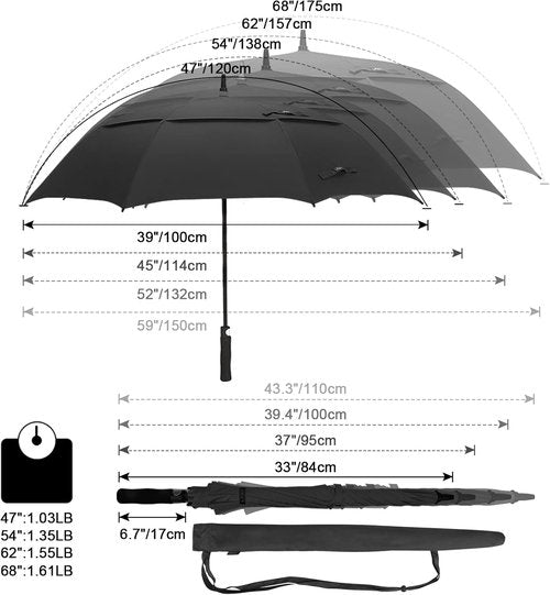 G4Free Automatic Open Golf Umbrella - Oversized Double Canopy, Windproof & Waterproof | 47-72 Inch Options