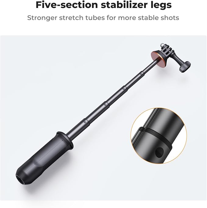 K&F CONCEPT 33.5cm/13.2" Selfie Stick Tripod, Portable Vlog Handle Grip Action