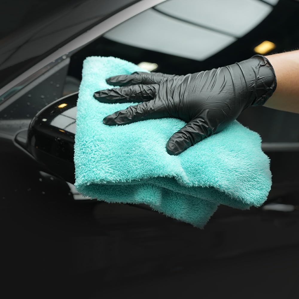 SPTA Microfiber Drying Towels - 6 Pack Super Plush Edgeless Car Wash Towels, 16.1x17.7 in, Teal Blue | 420GSM