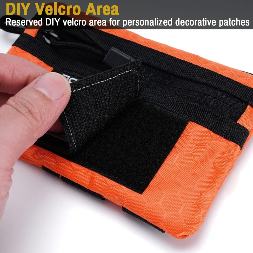 VIPERADE VE1-P Pocket Organizer, EDC Pocket Organizer Men, EDC Organizer Pouch Tool Pouch with 5 Tool Storage EDC Pouch for Flashlight, Pocket Knife, Tactical Pen, EDC Gear (Orange)