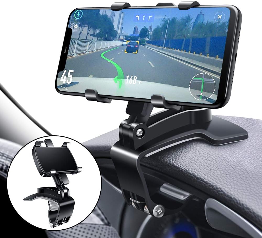 FONKEN Car Phone Mount, 360 Degree Rotation Dashboard Clip Mount, Compatible with iPhone 11/12 Pro Max XS Max XR 8 8Plus 7 Samsung Galaxy S10 S9 S8 LG and More