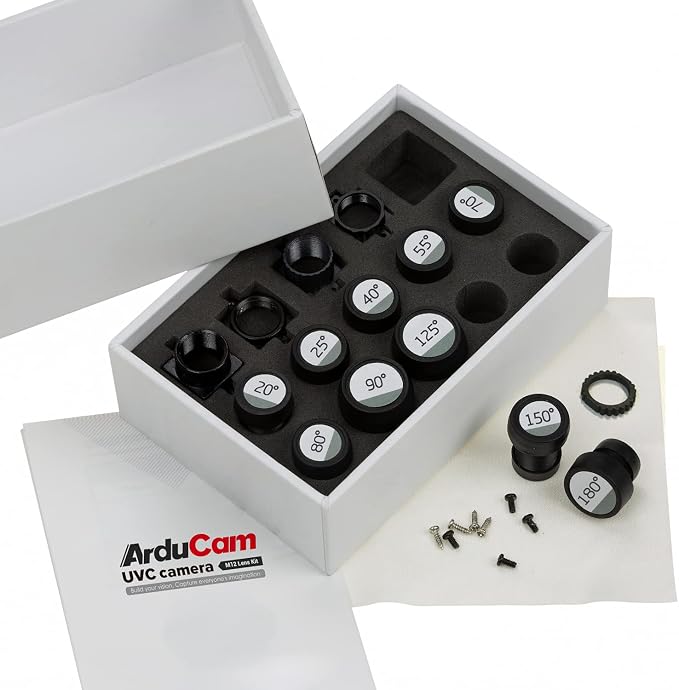 Arducam M12 Lens Set for USB Camera, Wide Angle, Fisheye Lens Kit