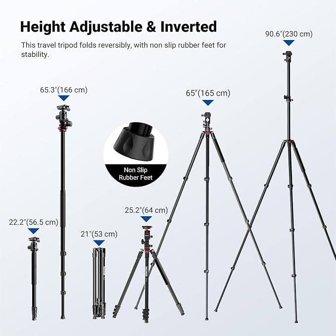 NEEWER 90 Inch Tall Overhead Horizontal Camera Tripod Monopod