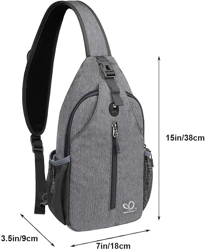 WATERFLY Crossbody Sling Backpack Sling Bag Travel Hiking Chest Bags Daypack