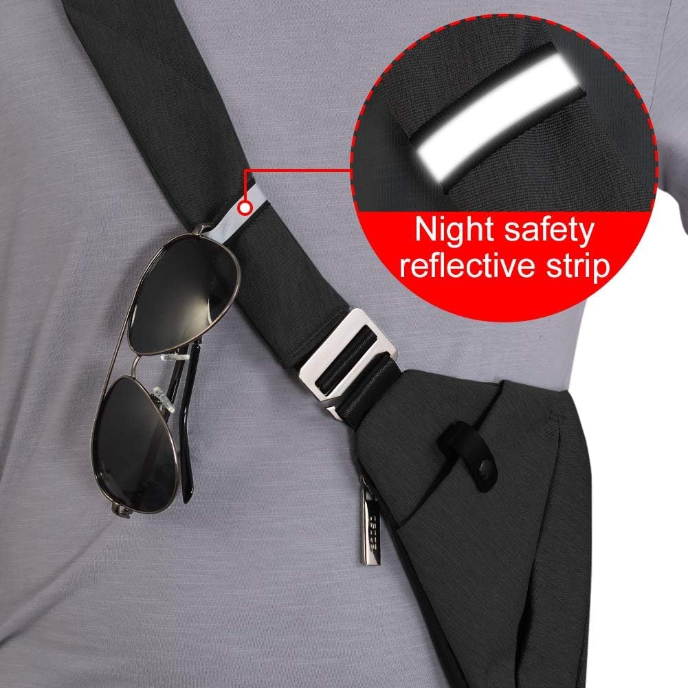 OSOCE Lightweight Sling Bag - Anti-Theft Crossbody for Men & Women | Large Black Travel & Hiking Bag