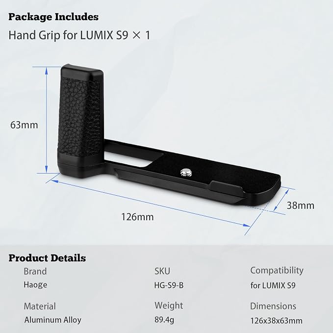 Haoge HG-S9-B Handle HandGrip for Panasonic LUMIX S9 Camera Body S9K L-Shape