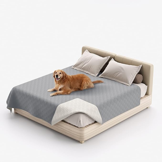 Waterproof Dog Bed Covers for Couch Protection, Water-Resistant Soft Dog Pet Blanket Anti-Slip Dog Blanket for Bed, for Furniture Bed Couch Sofa (Light Gray,40x50inch)