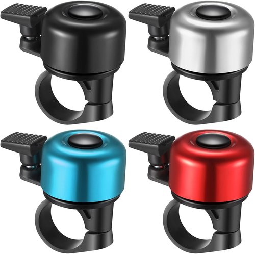 Hestya Bike Bells - Loud Crisp Aluminum Bicycle Ring Bell Set | 4 Pieces for Mountain & Road Bikes