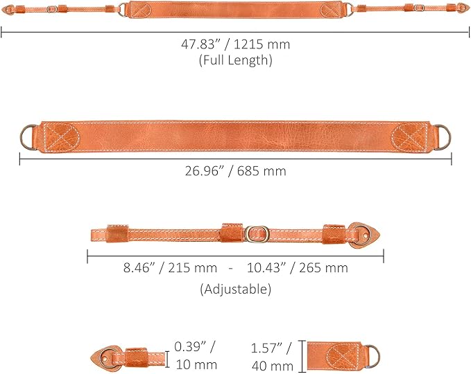 MegaGear SLR, DSLR Sierra Series Genuine Leather Camera Shoulder or Neck Strap