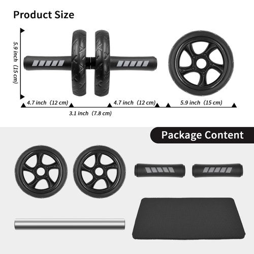 FEELCAT Convertible Ab Wheel Roller,Abs & Core Workout, Exercise Wheel with Knee Pad, Double Wheel Set with Dual Fitness Strength Training Modes at Gym or Home (Red Double Wheel)