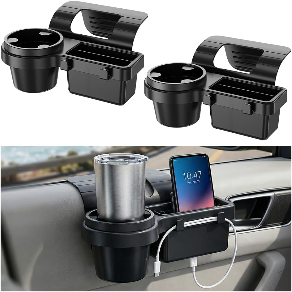 Car Door Window Storage Organizer with Cup Holder