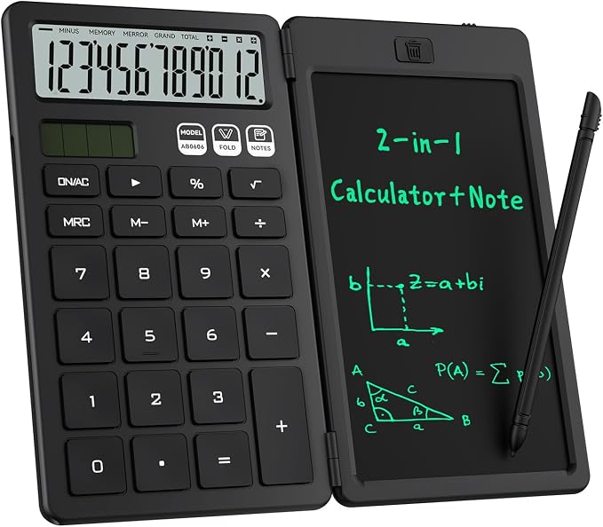 Desk Calculator with Erasable LCD Notepad Calculators ROATEE Desktop Basic