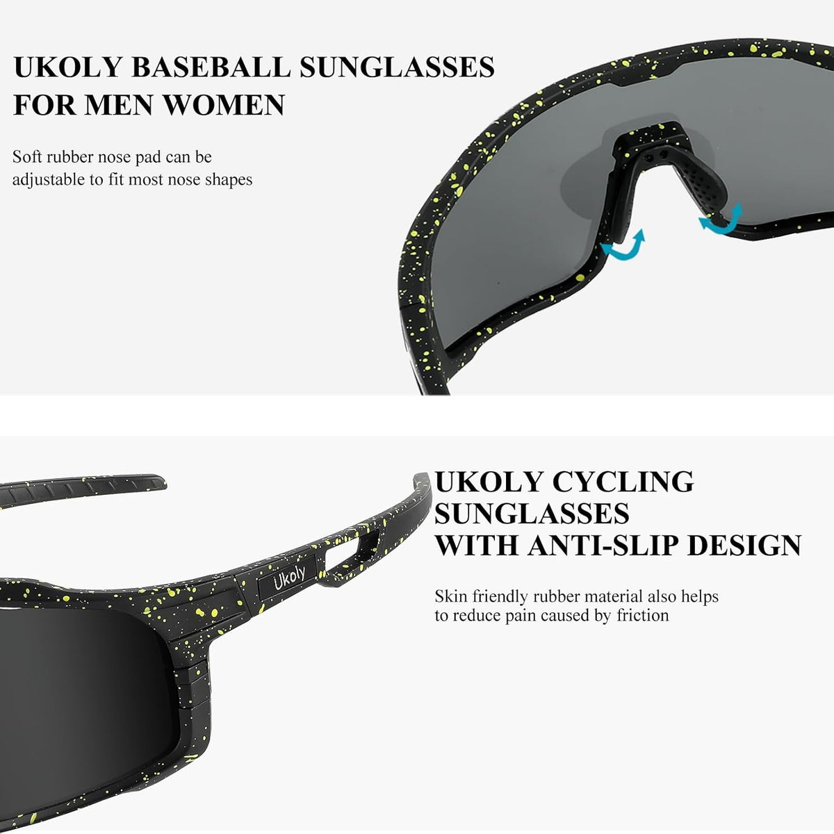 Ukoly Cycling Sunglasses - HD UV400 Sports Glasses for Men & Women | Ideal for Running, Baseball, Fishing, Golf