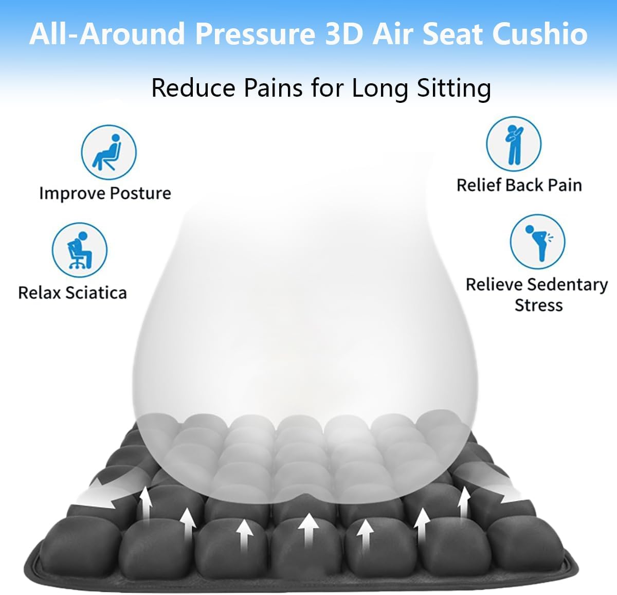 Inflatable Seat Cushions for Travel,42 Cells Ultra Withstand Weights and Non-Slip, Pressure Relief Seat Cushion for Airplane, Car, Wheelchair,Office Chairs, Pain Relief for Tailbone, Back, Sciatica