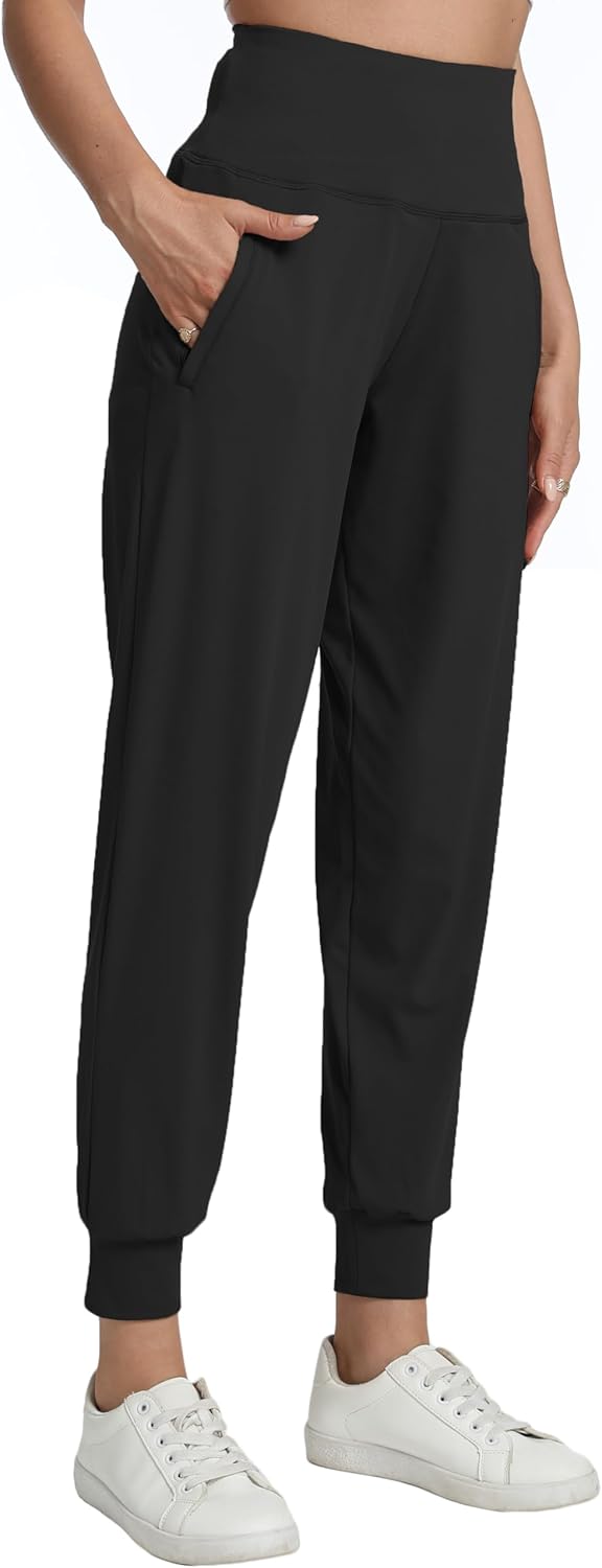 Rrosseyz Joggers for Women - Lightweight High-Waisted Athletic Pants with Zipper Pockets | Perfect for Travel & Workouts