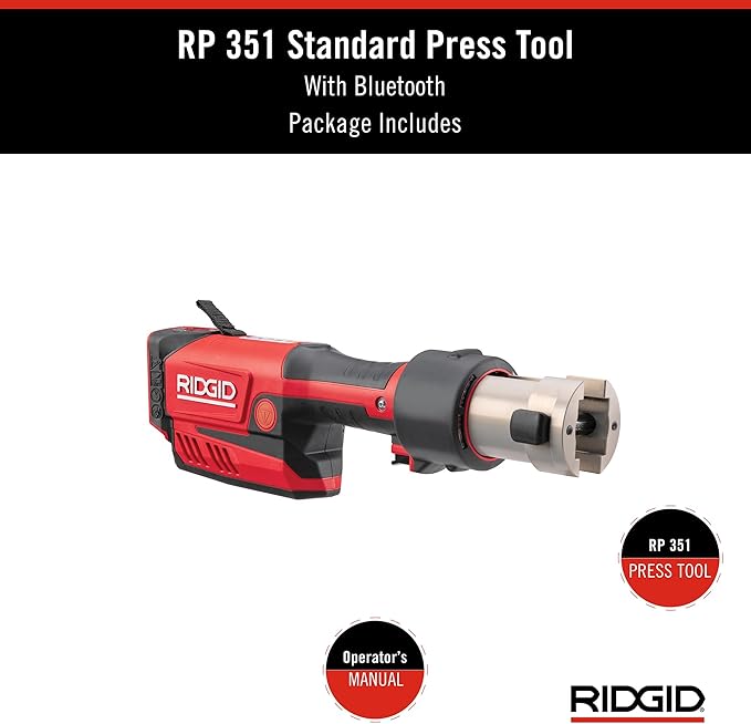 RIDGID 67223 Model RP 351 ProPress Standard Press Tool, Pressing Tool with Bluetooth Connectivity and LED Interface