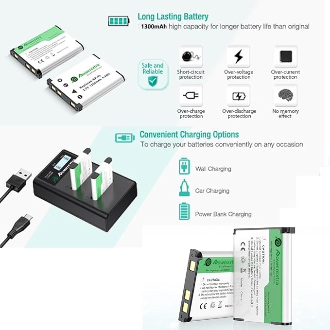 NP-45 NP-45A NP-45B NP-45S Battery 1300mAh*2 & Dual Charger Compatible