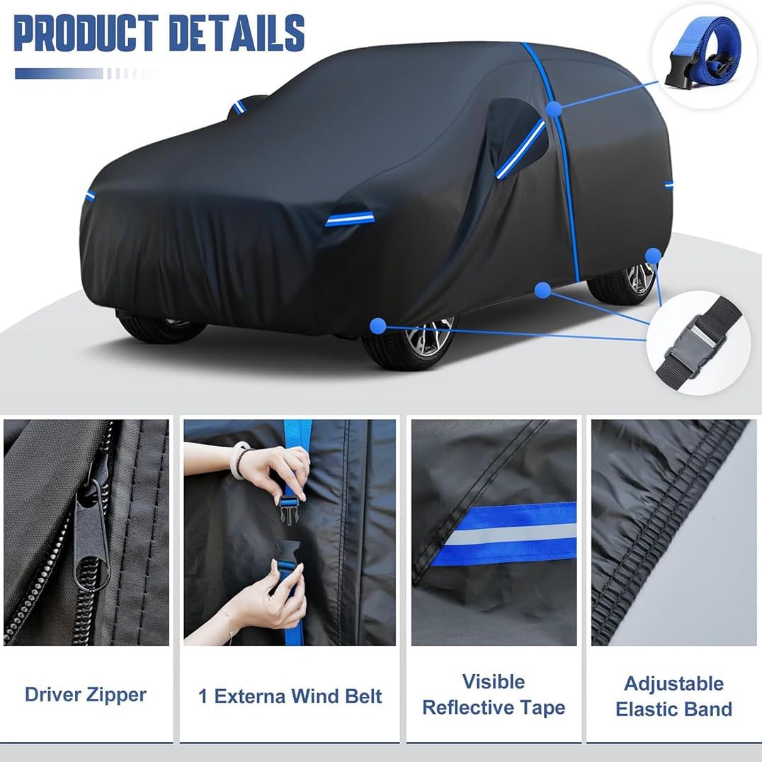 Kayme SUV Car Cover Custom Fit for Subaru Outback/Forester, Mazda CX-5 CX5 CX-50 CX50 CX 50, Windproof Upgraded & 100% Waterproof. All-Weather Full Exterior Cover Rain Sun Snow Protector with Towel.