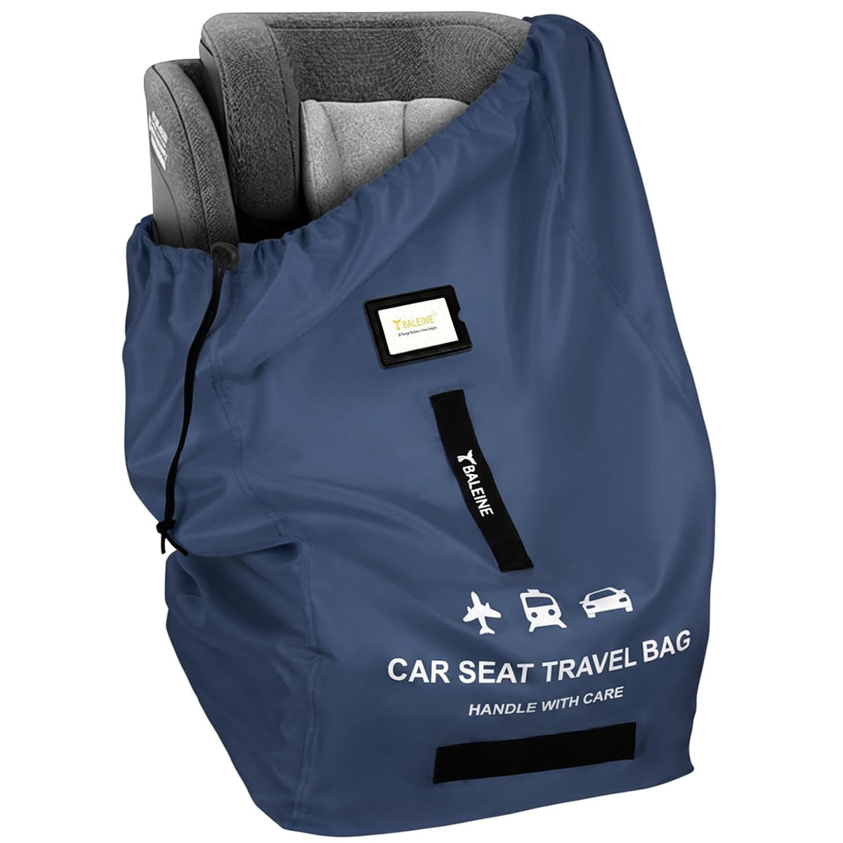 BALEINE Car Seat Travel Bag for Airplane, Water-Resistant Car Seat Bags for Air Travel, Foldable Cover with 3 Handles, Fits Toddler Carseat, Convertible and Booster Seats(Blue)