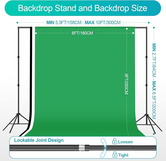 EMART 6.5x10ft Backdrop Support System, Professional Photography Lighting Kit