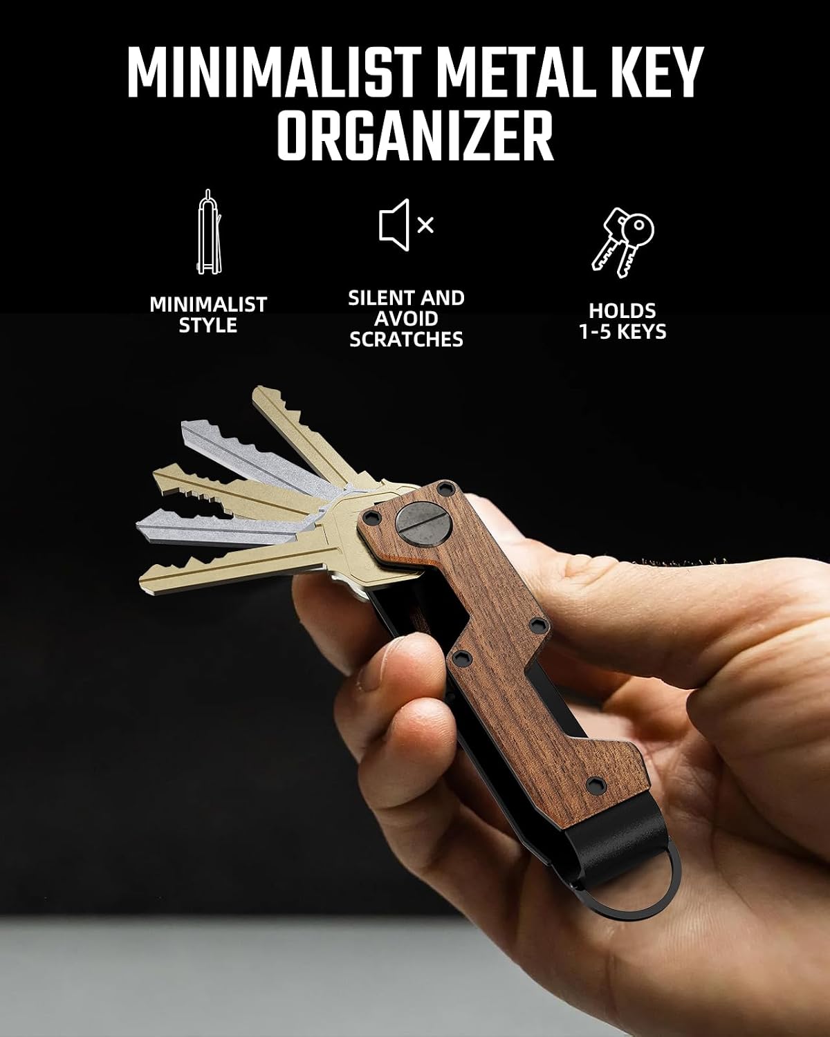 Key Organizer Compact Key Holder Metal Key Chain Minimalist key case key holder for keychain Secures 1-5 Keys