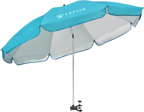 AMMSUN XL Chair Umbrella - Adjustable 47-Inch 360-Degree Swivel | UPF 50+ Portable Clamp for Beach, Camping, Stroller, Golf Cart - Bright Blue