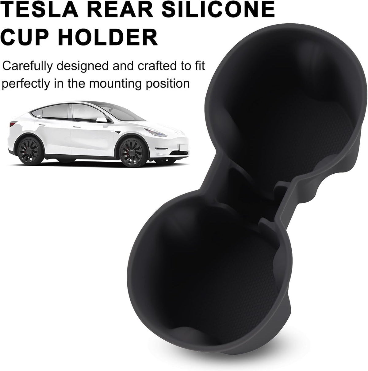 Center Console Cup Holder Coaster for Tesla Model Y Juniper 2025 2026, Water Holder Inserts Mat Pad Interior Decoration 3D Silicone
