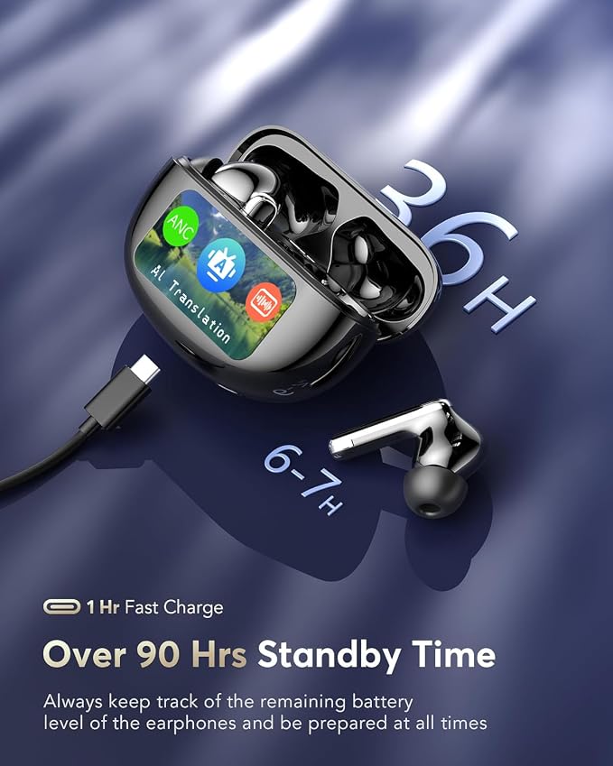 AI Translation Earbuds Real Time, 199 Language Translator Earbuds, 4 ANC Mic
