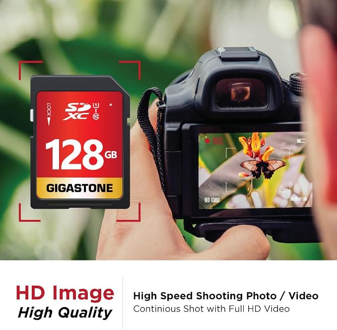 GIGASTONE 128GB SD Card 2-Pack UHS-I U1 Class 10 SDXC Memory Card High Speed