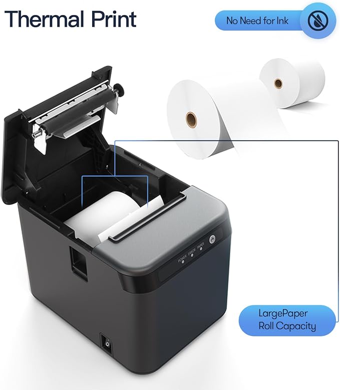 BISOFICE 80mm Receipt Printer ESC/POS Thermal Printer Desktop Direct Print