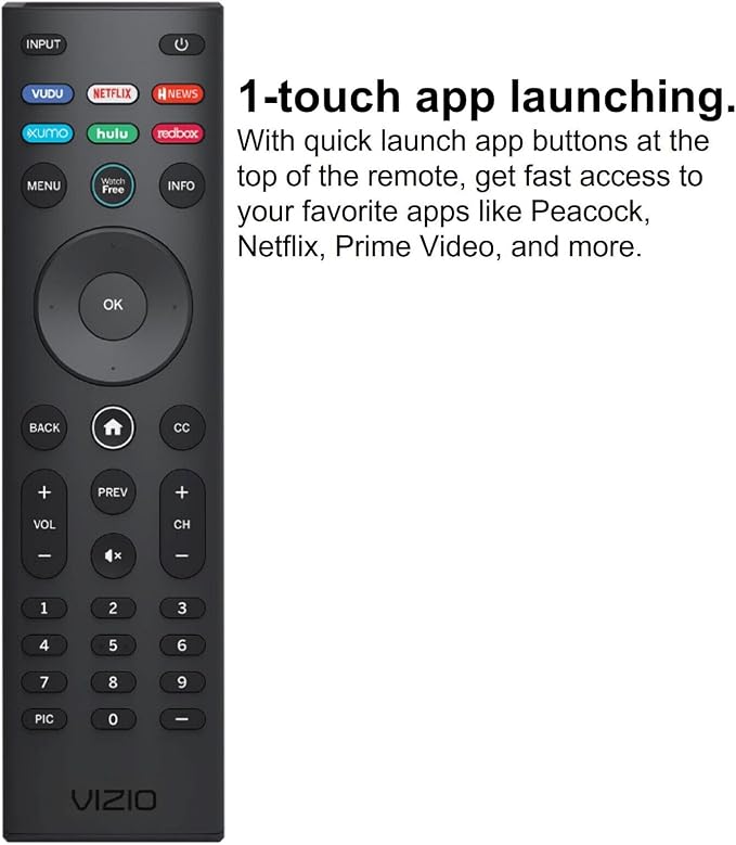 VIZIO SmartCast Universal Remote Control - Smart Remote Replacement for All VIZIO TVs - Infrared Remote Requires 2 AAA Batteries