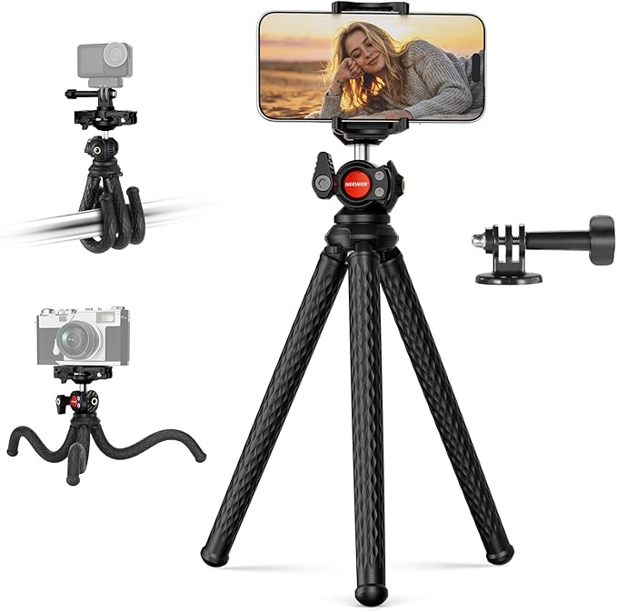 NEEWER Flexible Phone Tripod, Small Mini Camera Webcam Desk Stand, Phone Holder