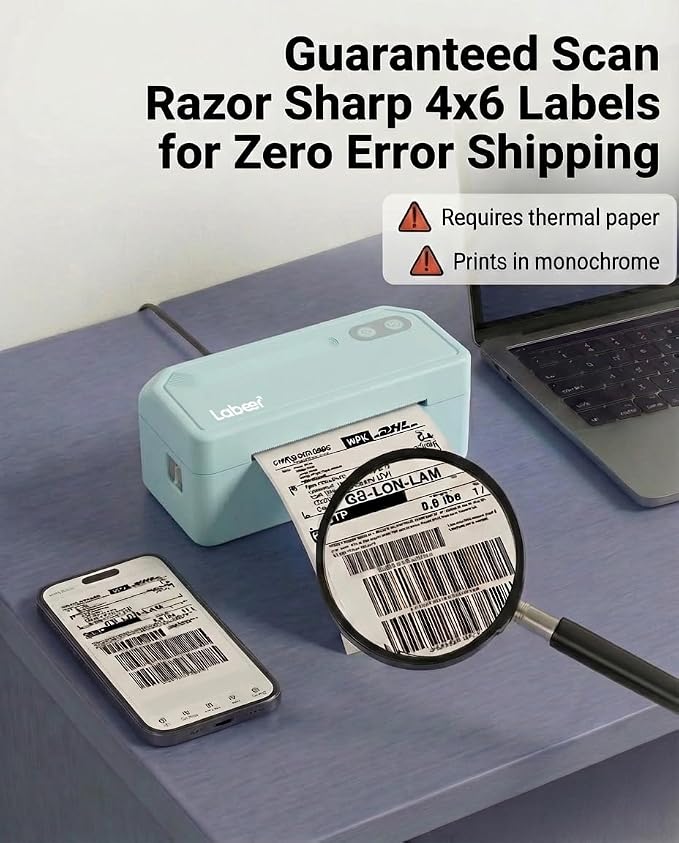 Labeer Bluetooth Thermal Shipping Label Printer, Wireless 4x6 Label Printer