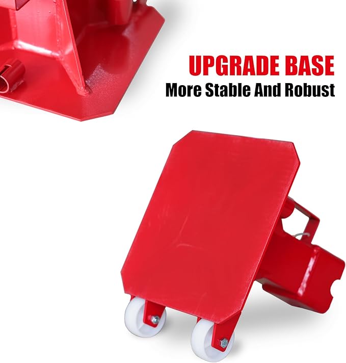 Torin ATZ220006PB Heavy Duty Jack Stands: Pin Style Jack Stand with 2 Casters and Handle, Easily Portable Car Stand for Car SUV, Truck and Pick Up, 22 Ton (44,000 lb) Capacity, Red