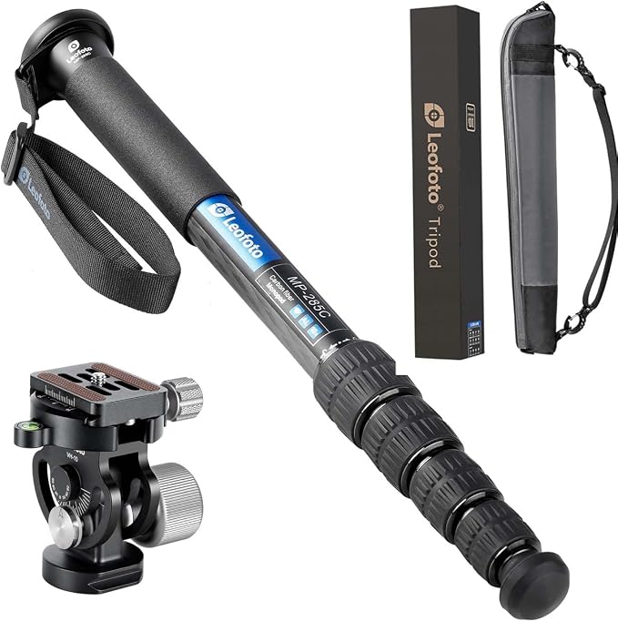 Leofoto MP-285C+VH-10S Monopod and Tilt Head Set, Carbon Fiber, VH-10S Monopod