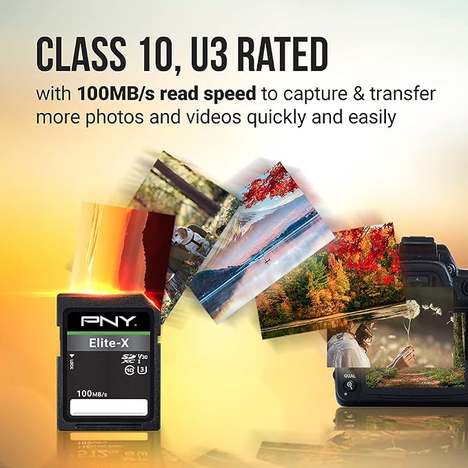PNY 128GB Elite-X Class 10 U3 V30 SDXC Flash Memory Card