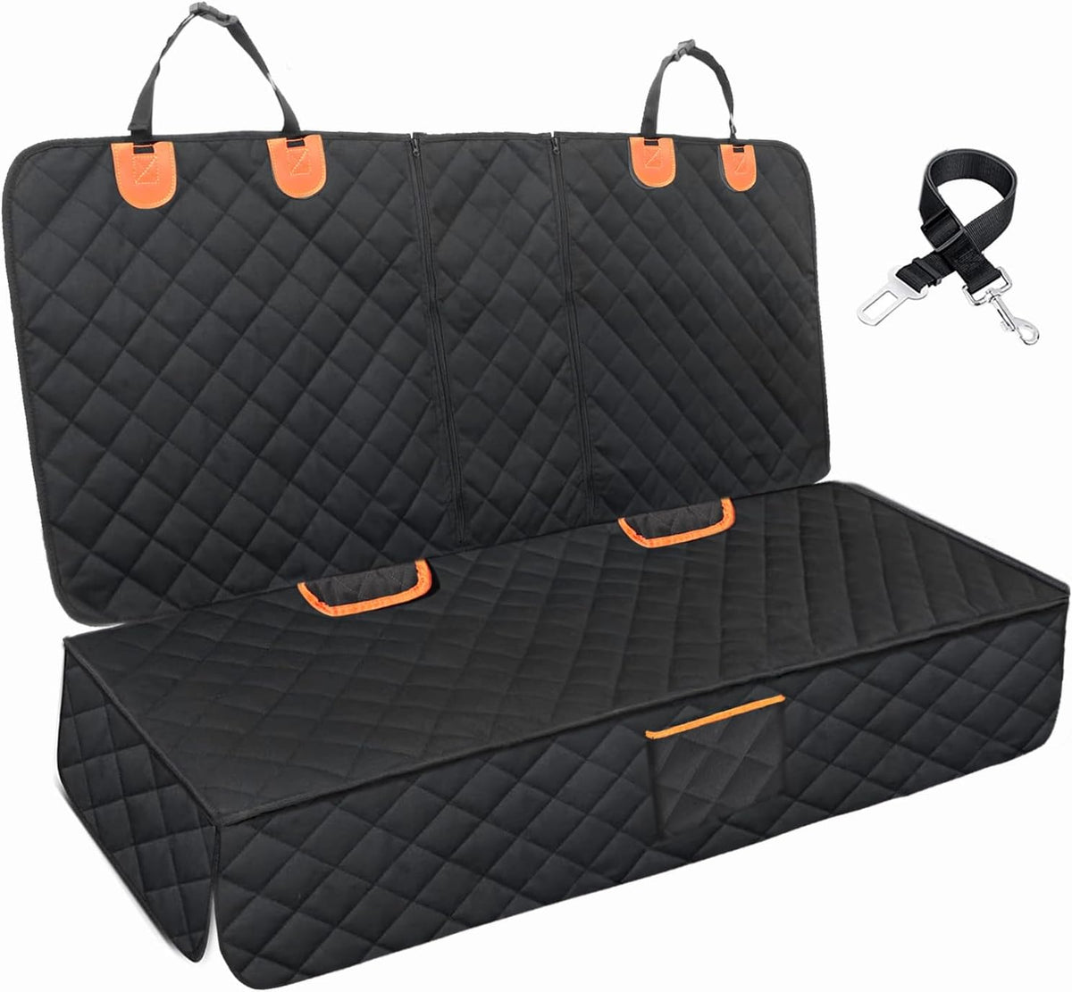 Dog Car Seat Cover for Back Seat 600D Scratchproof Nonslip Durable Waterproof Cars Pet Backseat Covers with Mesh Window Dogs Hammock for Car，SUV, Truck (54" W x 58" L)