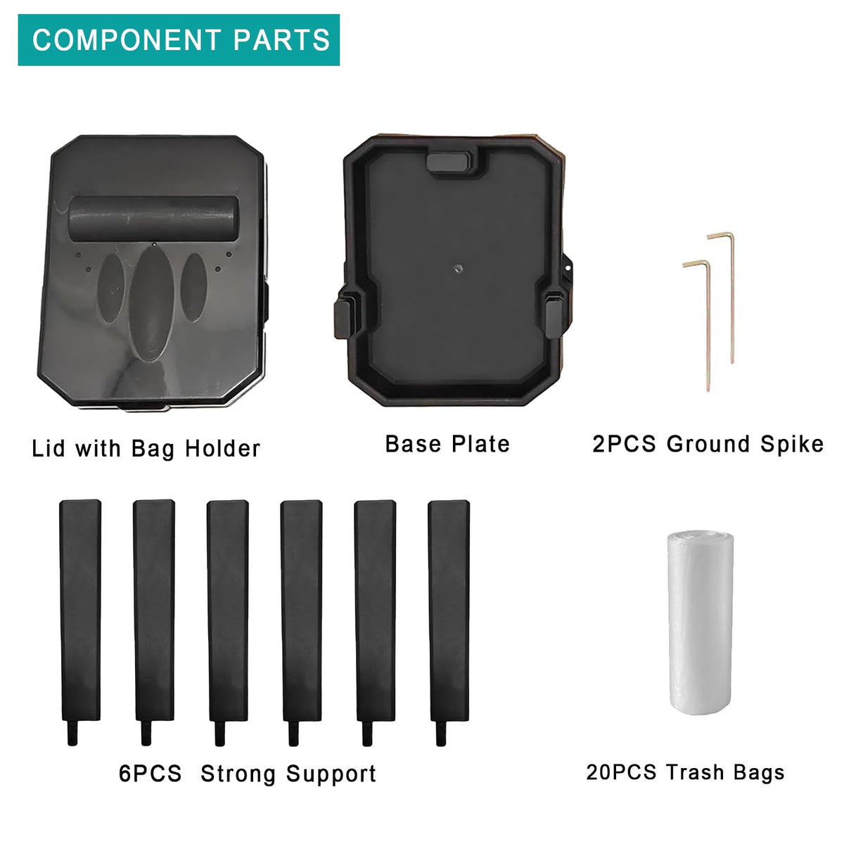 Collapsible Trash Can & Portable Garbage Bin with Reinforced Frame, 2 Ground Stakes, Trash Bag Holder - Includes Built-in Bag Dispenser & 20 Bags for Camping, RV, Outdoor & Home Use
