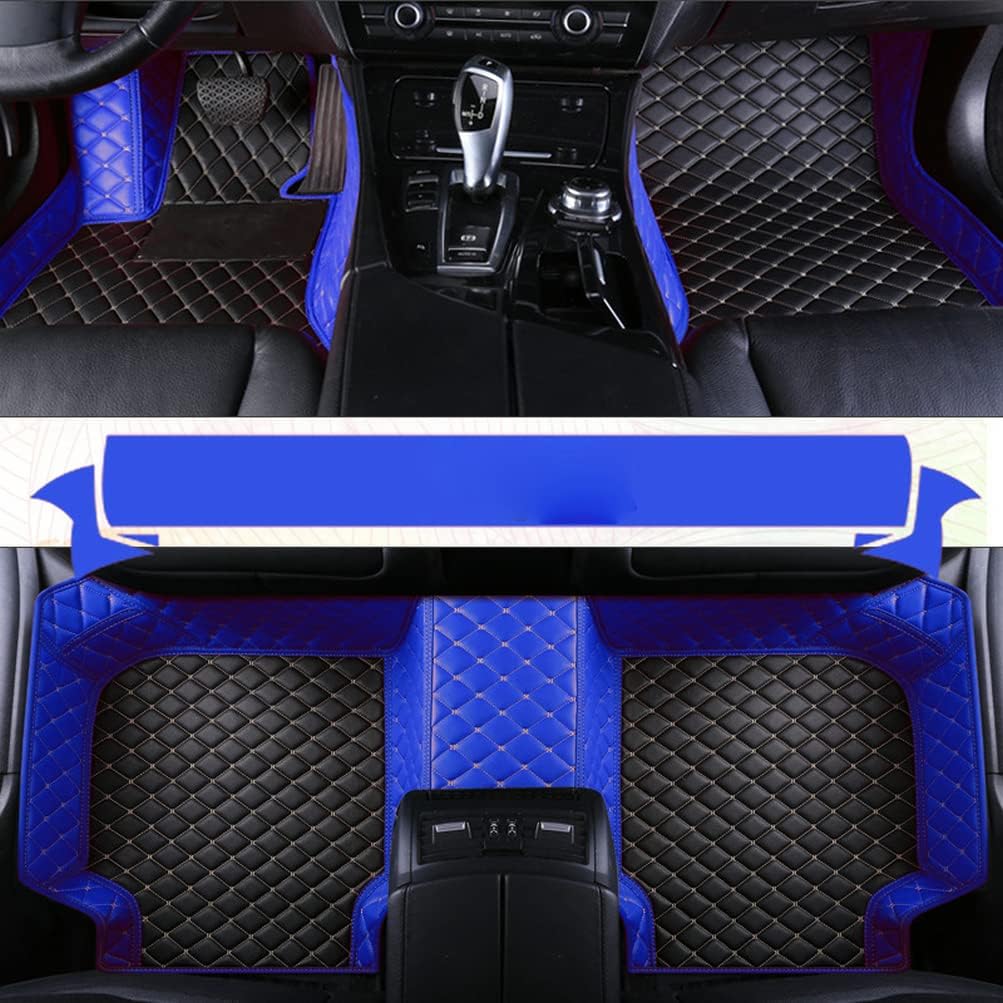 TAHALICustom Colors Car Floor Mats Black Pink for 99.9% Sedan SUV Sports， All-Weather Liners Car Floor mat，Luxury Leather Automotive Floor Mats (Black Blue mats,3D Floor Mats)
