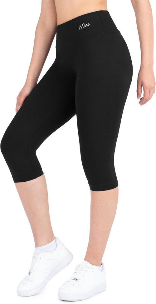 Nirlon Women's High Waist Capri Leggings - 3/4 Length Yoga Pants for Ultimate Comfort