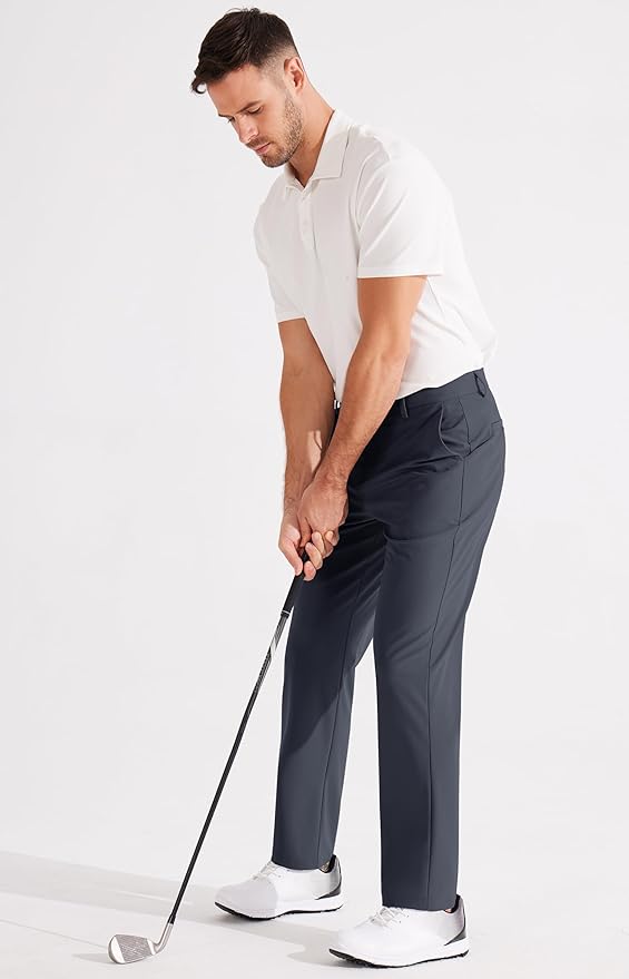 Libin Men's Golf Pants Classic Fit Flat Front Work Dress Pants 29" 31" 33" Stretch Casual Pants Lightweight with Pockets