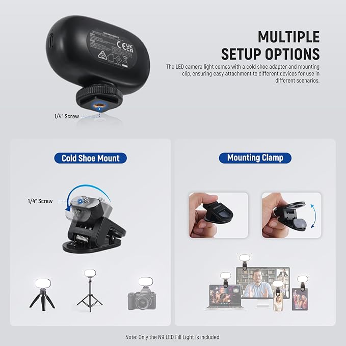 NEEWER Basics Portable Selfie Light, 3W Clip on Phone Small LED Cold Shoe