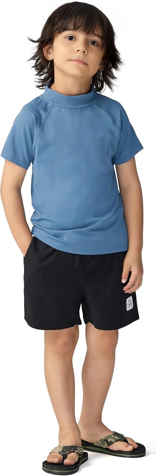 Actleis Boys Swim Shirt - Quick Dry Rash Guard for Kids | UPF 50+ Sun Protection, Short Sleeve