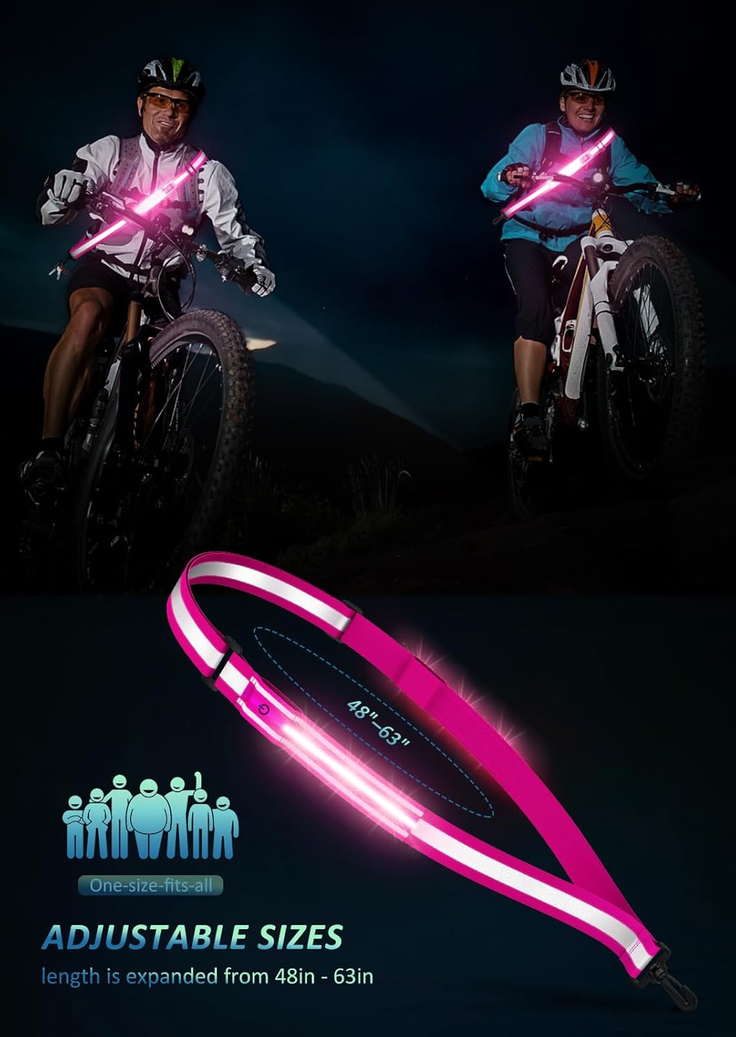 Ylzzrs LED Reflective Belt - High Visibility Safety Gear for Night Walkers | Rechargeable for Men, Women & Kids