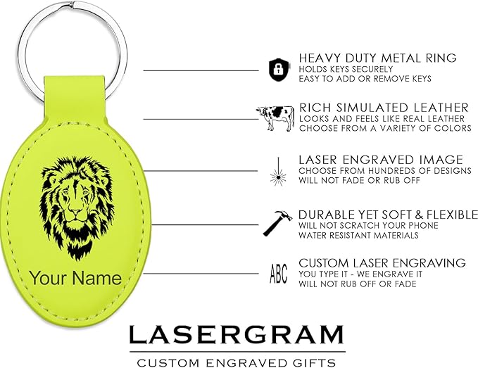 LaserGram Oval Keychain, Golf Ball, Personalized Engraving Included (Neon Green)