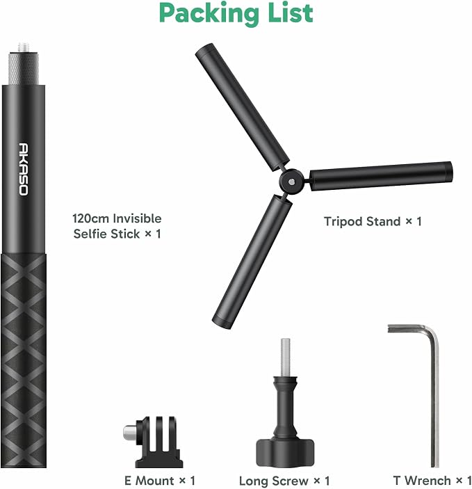 AKASO 49.2"/120cm Extendable Selfie Stick and a Tripod Stand Action Camera