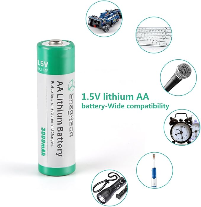 Enegitech AA Lithium Battery, Double A Lithium Battery 1.5V