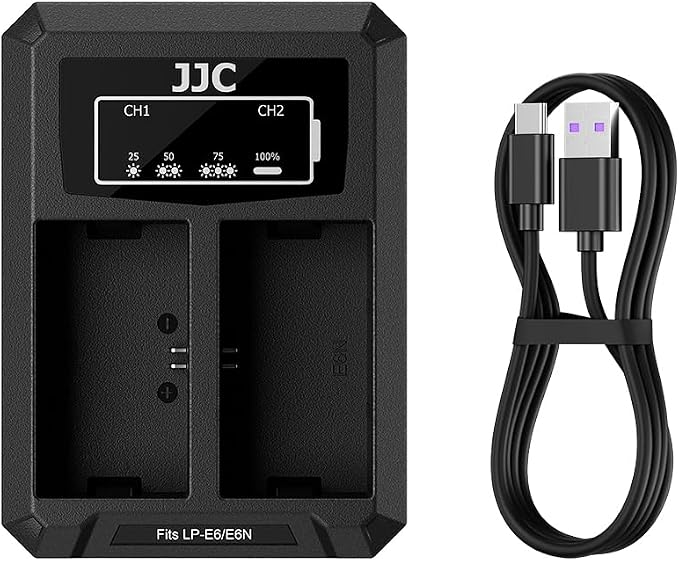 JJC LP-E6 Battery Charger USB Dual Slot