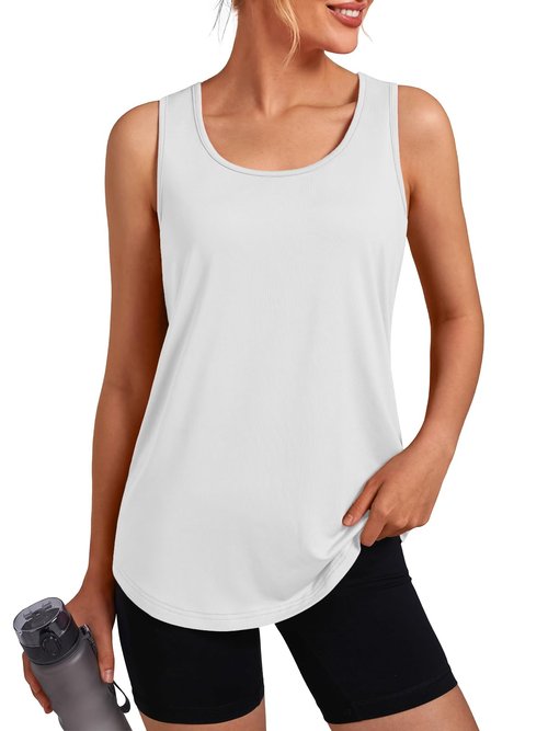 3rd hill Women's Workout Tank Tops Racerback Quick Dry Sleeveless Shirt for Yoga Running Gym Loose Fit Athletic Tanks White M